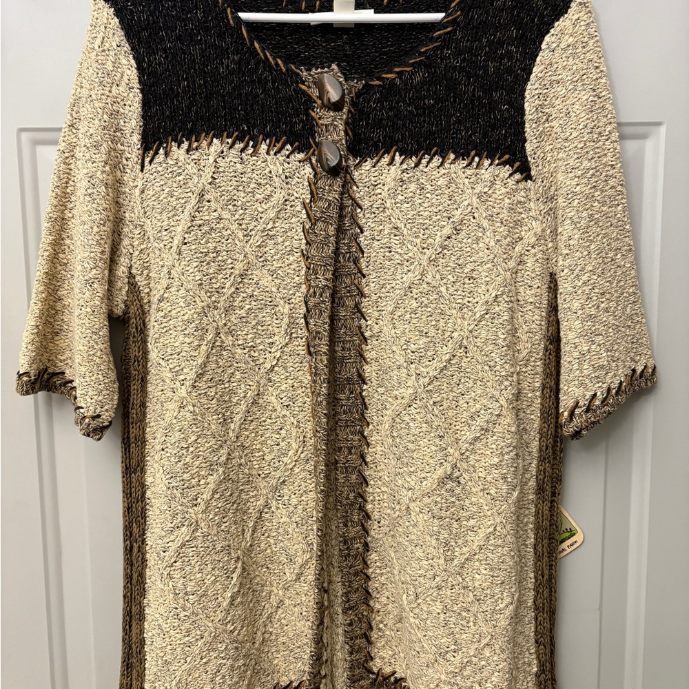 Coldwater Creek Black and Brown Knit Cardigan